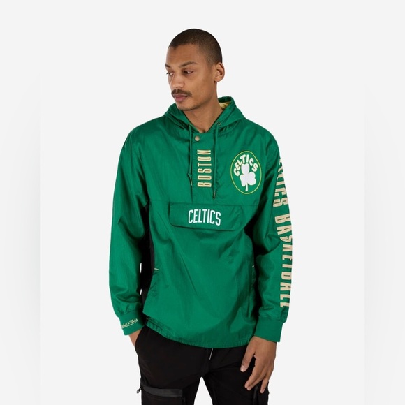 Mitchell & Ness Boston Celtics Anorak Jacket Vintage Logo Green Size XL EUC - Picture 1 of 12